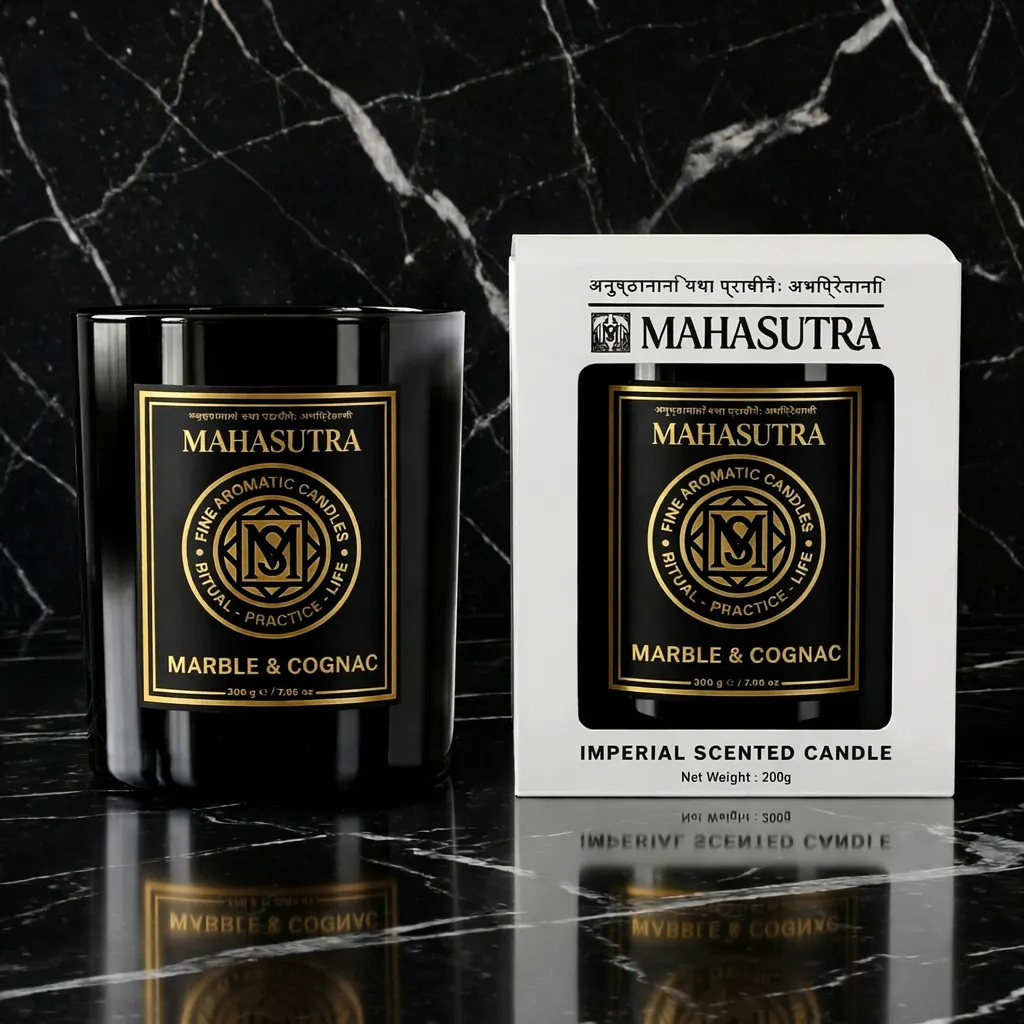 Fine Aromatic Candle Marble & Cognac من Mahasutra، الصورة 3