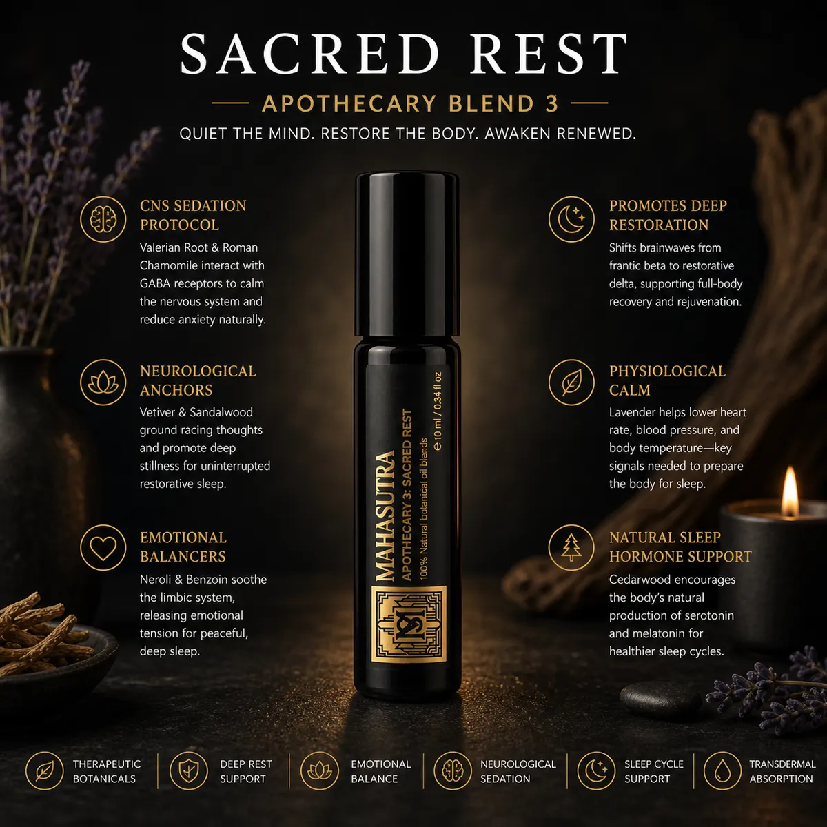 Sacred Rest Oil 10ml roll-on de Mahasutra, vue 4