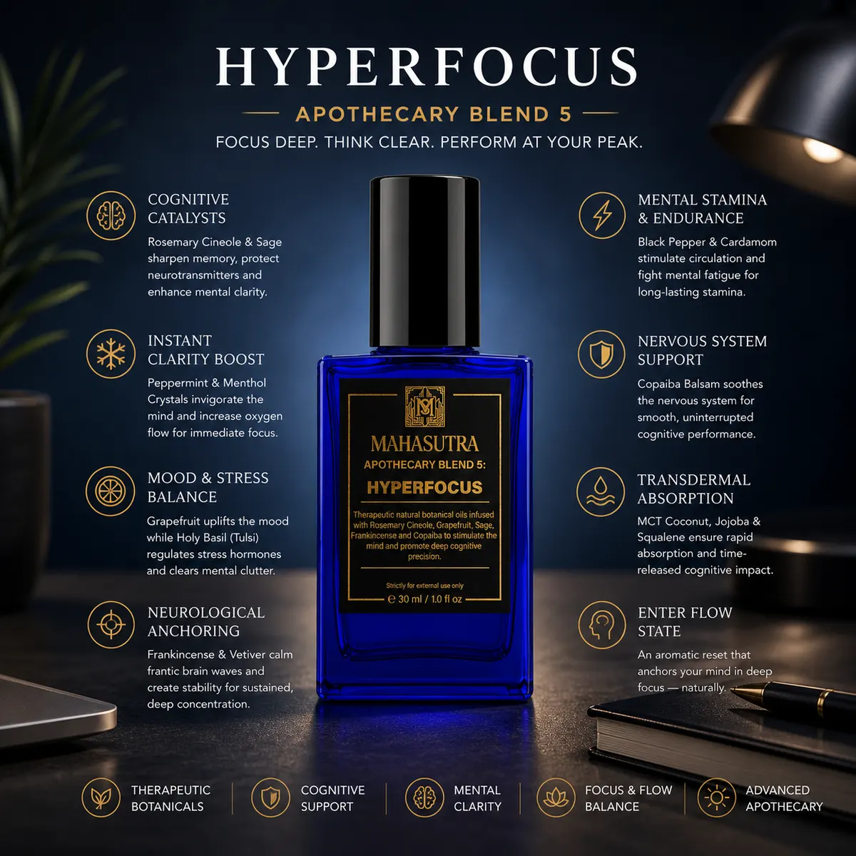 Hyperfocus Oil 30ml roll-on de Mahasutra, vue 4