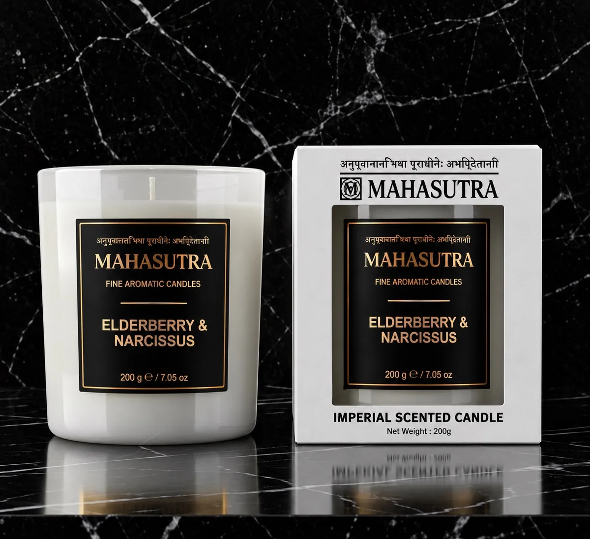 White Series Candle Elderberry & Narcissus by Mahasutra, view 2