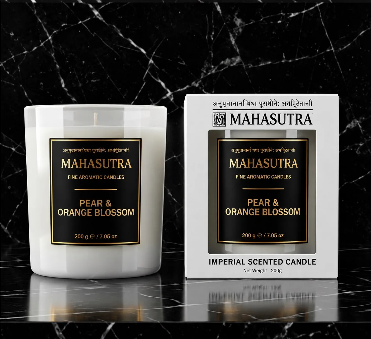 White Series Candle Pear & Orange Blossom by Mahasutra, view 2