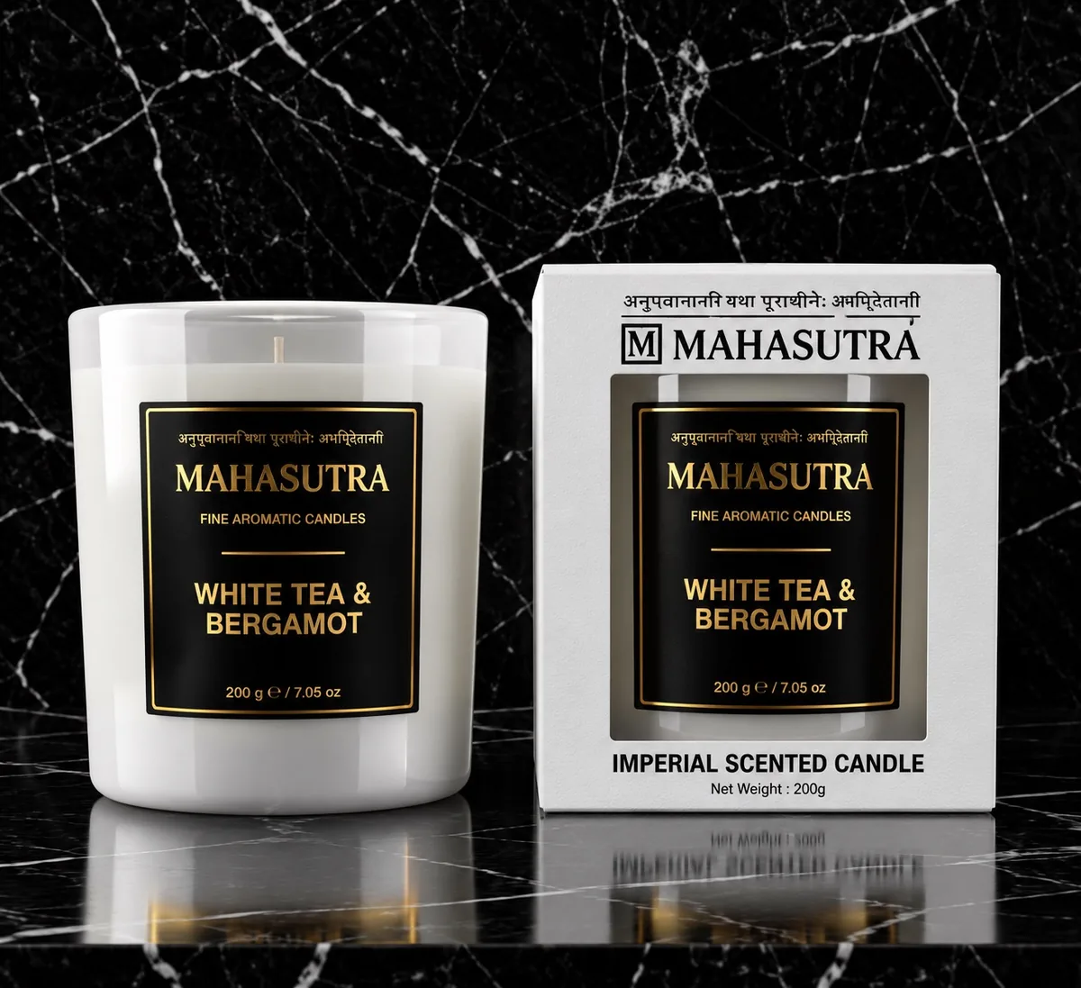 White Series Candle White Tea & Bergamot by Mahasutra, view 2