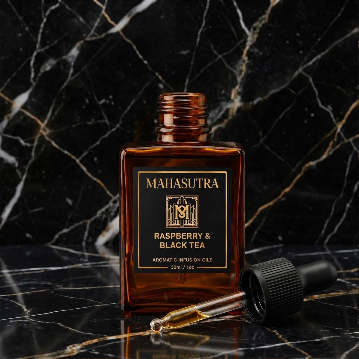 Amber Series Aromatic Oil Raspberry & Black Tea by Mahasutra, view 2