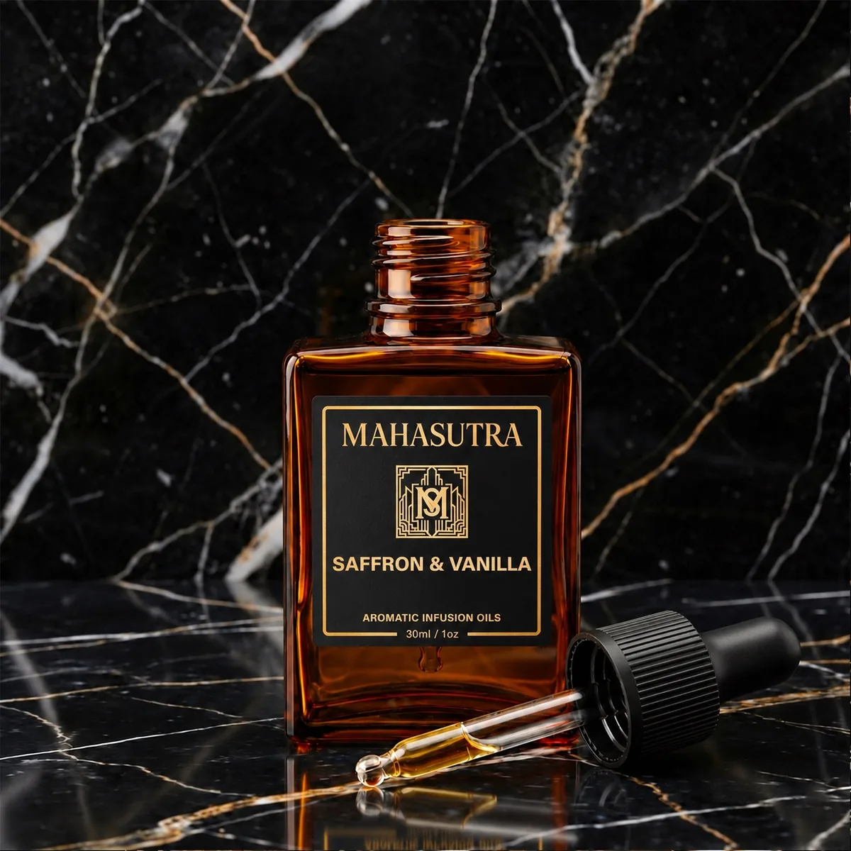 Amber Series Aromatic Oil Saffron & Vanilla by Mahasutra, view 2