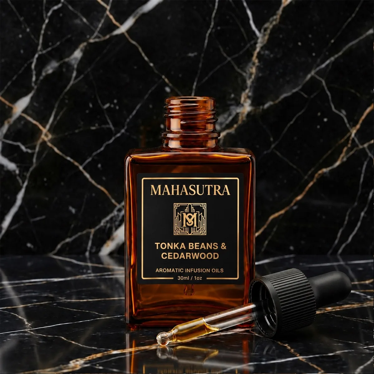 Amber Series Aromatic Oil Tonka Beans & Cedarwood by Mahasutra, view 2